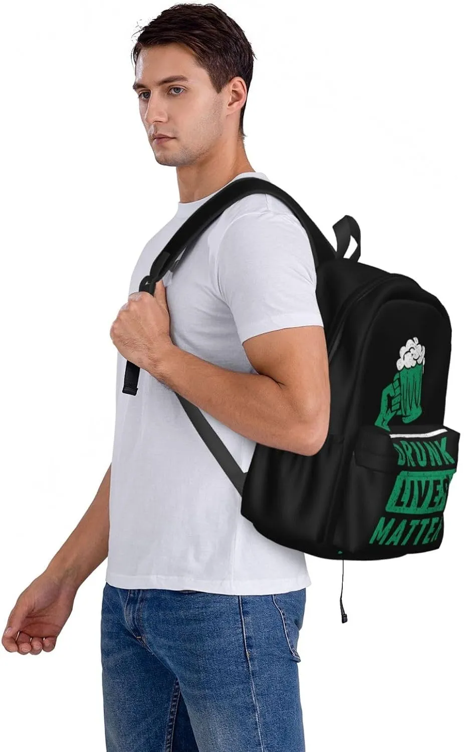 Beer Drinkings Saint Patrick's Day Drunk Lives Matter Backpack Casual Laptop Backpack Large Capacity Double Shoulder Bag Travel Daypack For Women Men