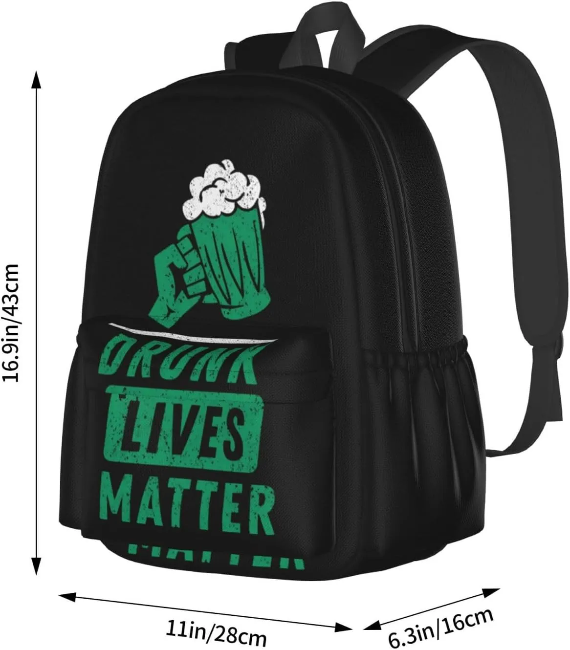 Beer Drinkings Saint Patrick's Day Drunk Lives Matter Backpack Casual Laptop Backpack Large Capacity Double Shoulder Bag Travel Daypack For Women Men