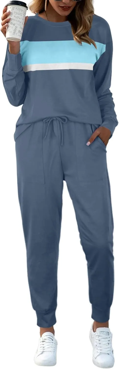Bofell Lounge Sets for Women Two Piece Travel Outfits Sweatsuits 2 Piece Fashion 2024 Trendy Pajamas