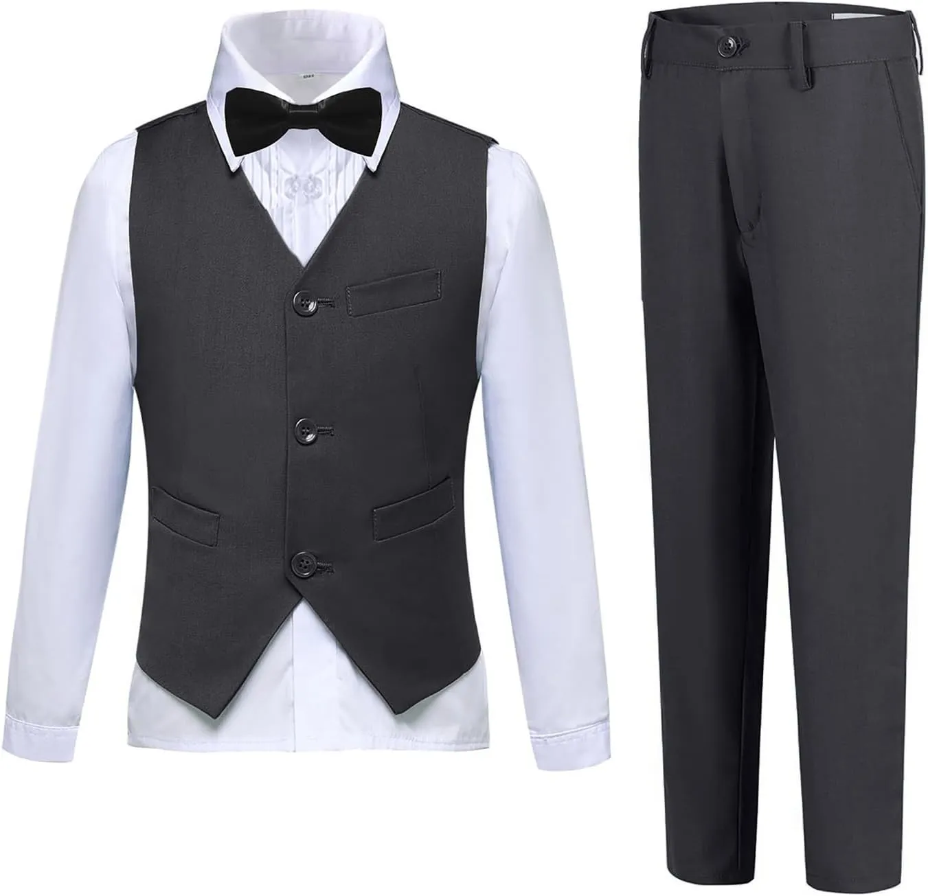 Boys Suits Slim Fit 4 Piece Formal Dresswear Suit for Kids Tuxedo Wedding Set Toddler Boy Dress with Vest Shirt Pants and Tie