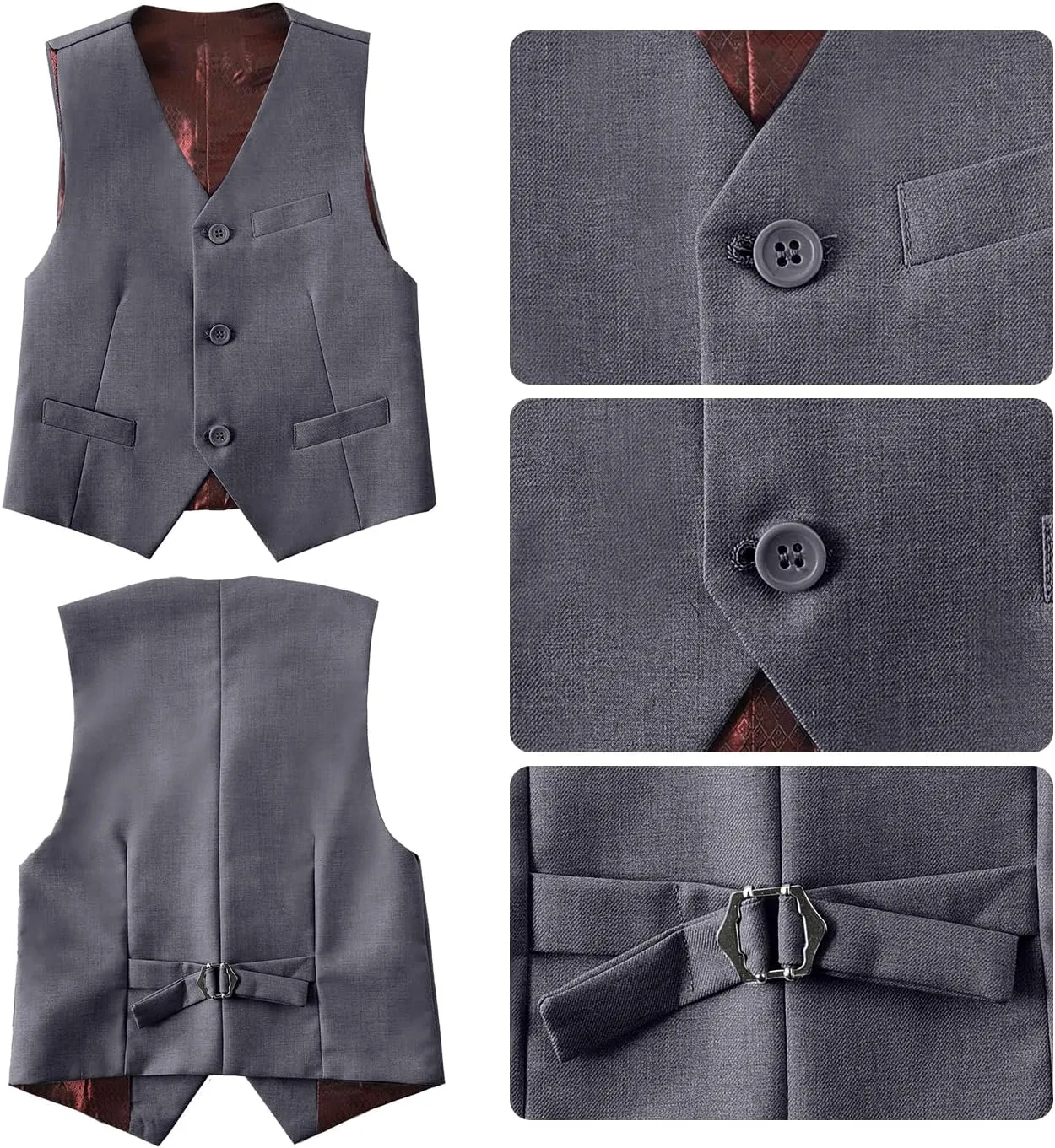 Boys Suits Slim Fit 4 Piece Formal Dresswear Suit for Kids Tuxedo Wedding Set Toddler Boy Dress with Vest Shirt Pants and Tie