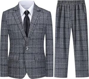 Boys Suits Slim Fit Toddler Formal Plaid Striped Tuxedo Suit Set Kids Wedding Outfit Communion Dress Clothes