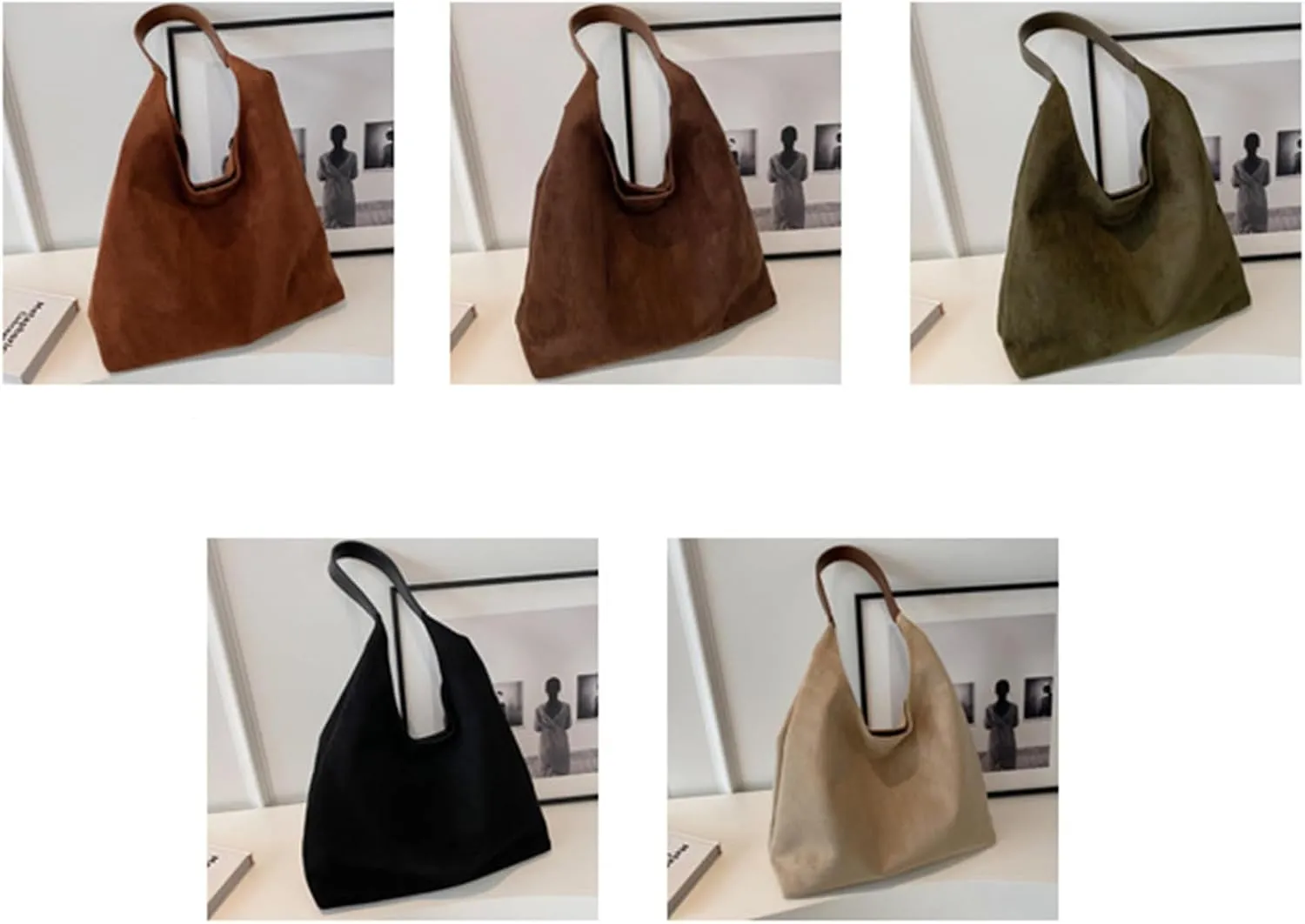 Brown Suede Bag, Leather Hobo Bags for Women, Suede Slouchy Bag, Retro Suede Shoulder Bag, Suede Purse Slouchy Bag