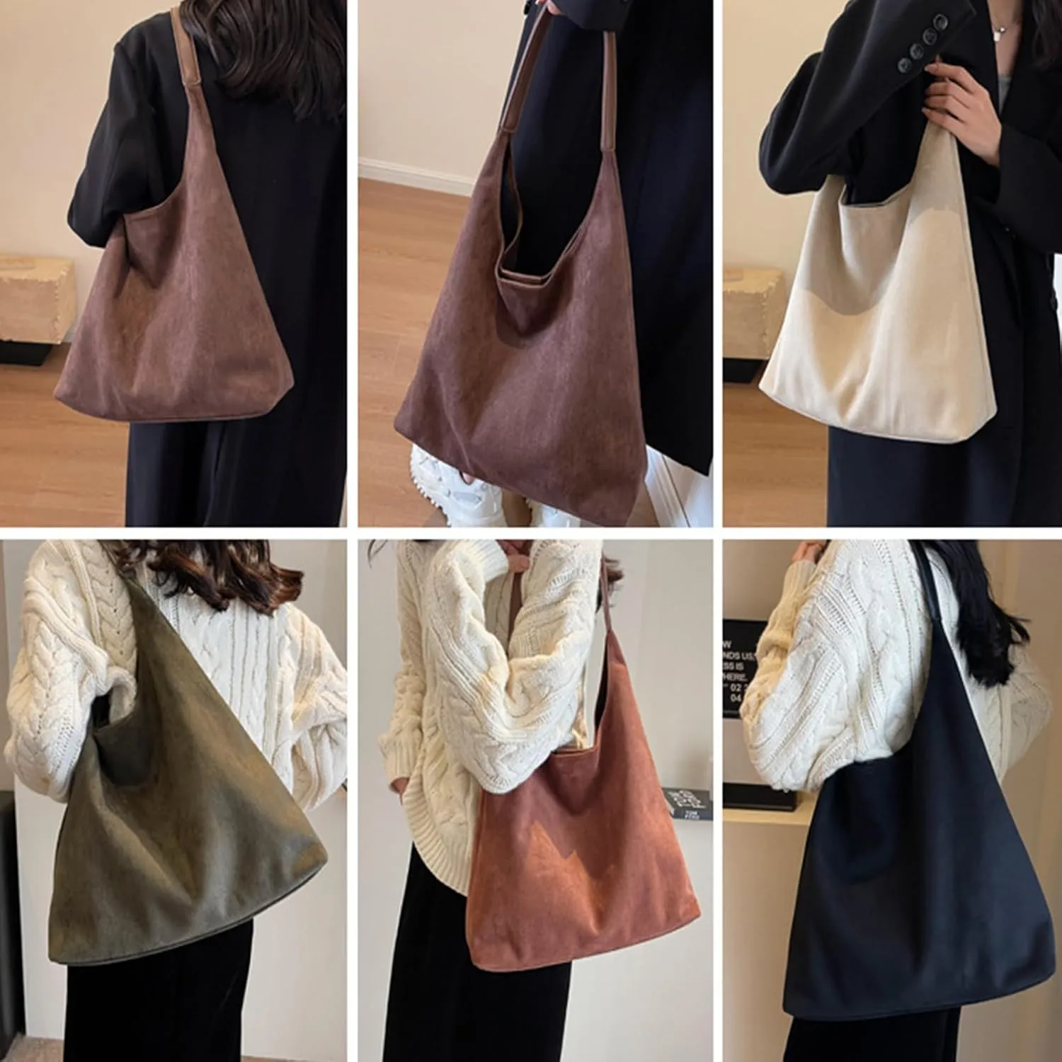 Brown Suede Bag, Leather Hobo Bags for Women, Suede Slouchy Bag, Retro Suede Shoulder Bag, Suede Purse Slouchy Bag