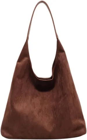 Brown suede bag, Suede Tote Bag for Women, Brown suede handbag, Leather Hobo Bags for Women,Suede Slouchy Bag