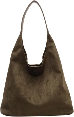 Brown suede bag, Suede Tote Bag for Women, Brown suede handbag, Leather Hobo Bags for Women,Suede Slouchy Bag