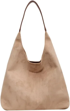 Brown suede bag, Suede Tote Bag for Women, Brown suede handbag, Leather Hobo Bags for Women,Suede Slouchy Bag