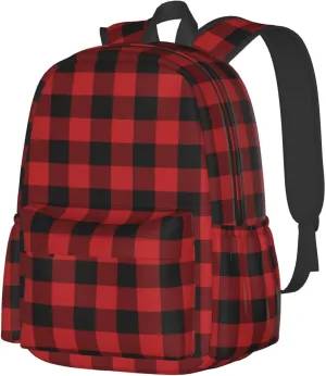 Buffalo Plaid Backpack Casual Laptop Backpack Large Capacity Double Shoulder Bag Travel Daypack For Women Men