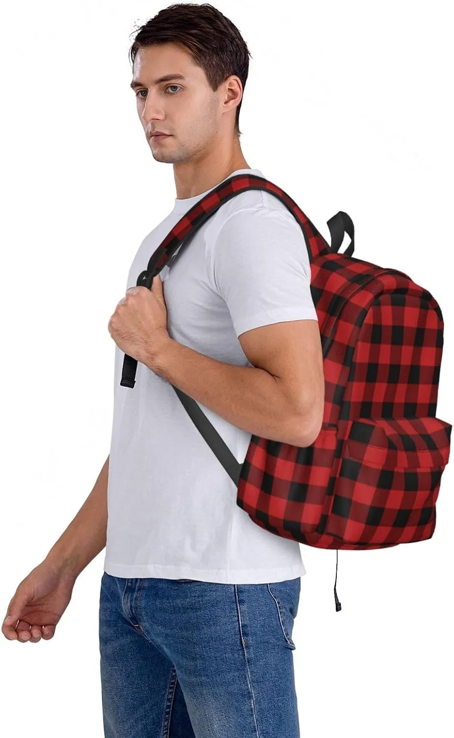 Buffalo Plaid Backpack Casual Laptop Backpack Large Capacity Double Shoulder Bag Travel Daypack For Women Men