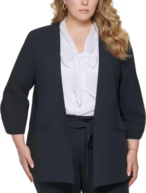 Calvin Klein Women's Plus Size Collarless 3/4-Sleeve Jacket (Navy, 22W)