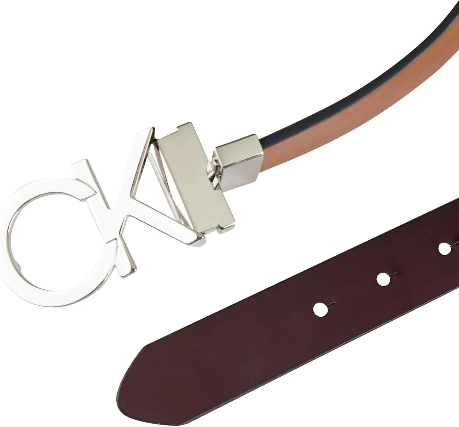 Calvin Klein Women's Two-in-One Reversible CK Monogram Plaque Buckle Dress Belt (Regular and Plus Sizes)