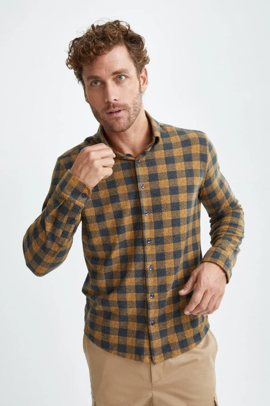 Camel T-Series Fleece Buffalo Check Shirt