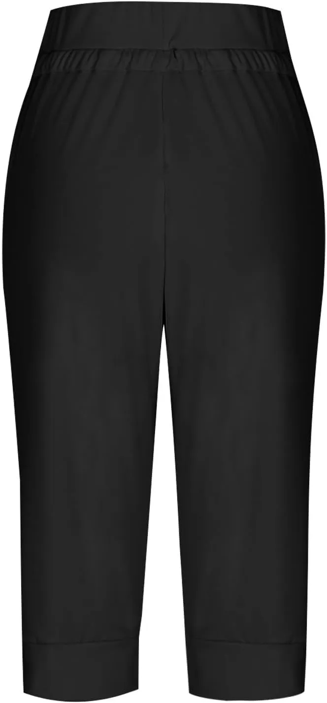 Capri Pants for Women Summer Casual High Waisted Drawstring Capris Dressy Lightweight Trendy Leggings with Pockets