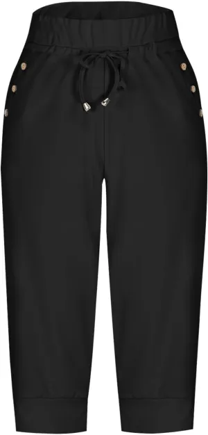 Capri Pants for Women Summer Casual High Waisted Drawstring Capris Dressy Lightweight Trendy Leggings with Pockets