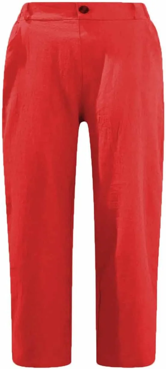 Capris for Women 2024 Trendy Summer High Waist Cotton Linen Capri Pants Dressy Casual Cropped Lounge Trousers