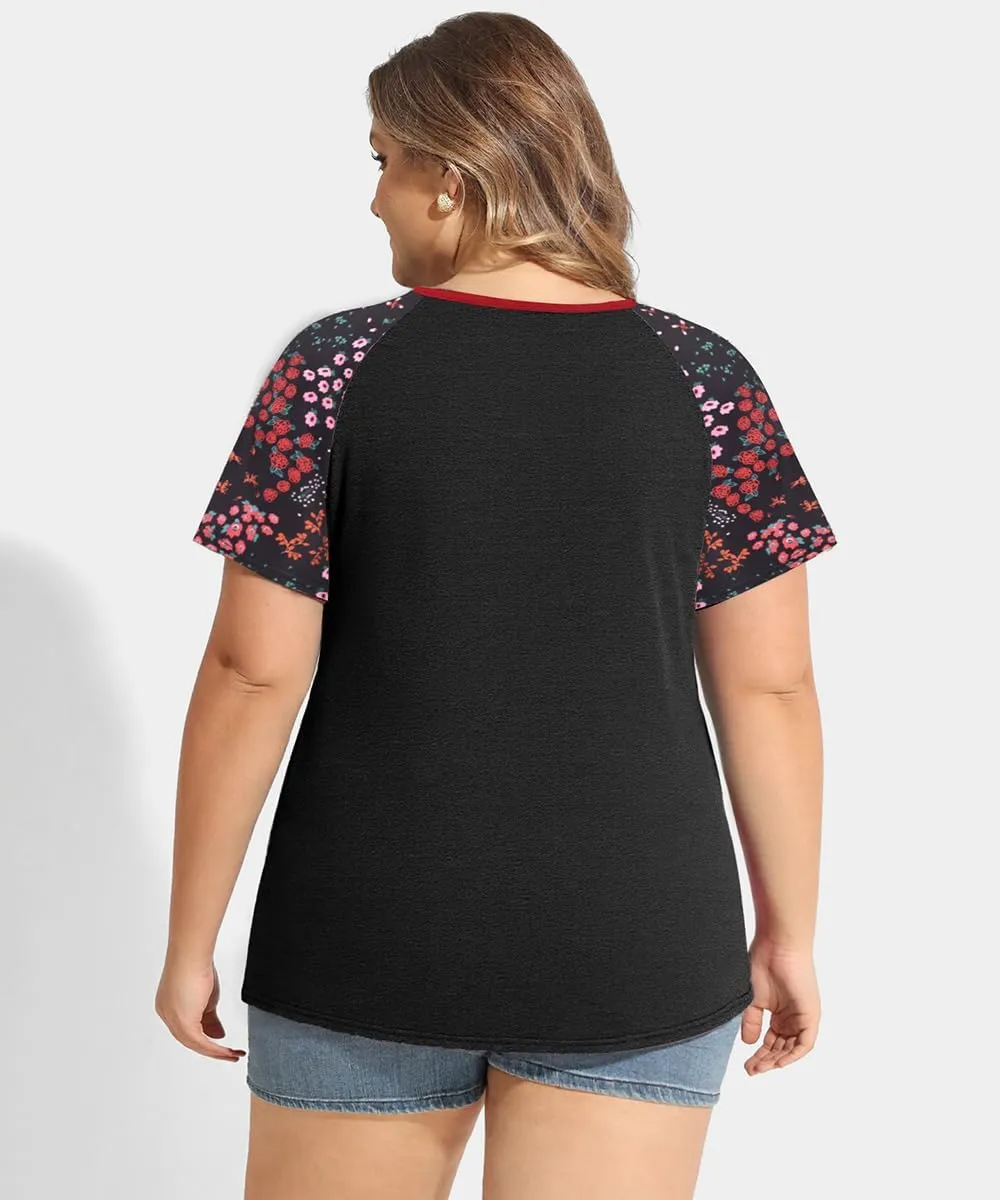 CARCOS Plus Size Tops for Women Short Sleeve Shirt Summer Star/Leopard/Tie Dye/Flower Crewneck Pullover Tunic XL-5XL