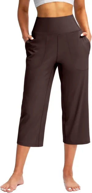 Cargo Pants Women, Casual Capri Pants Wide Leg High Waist with Pockets