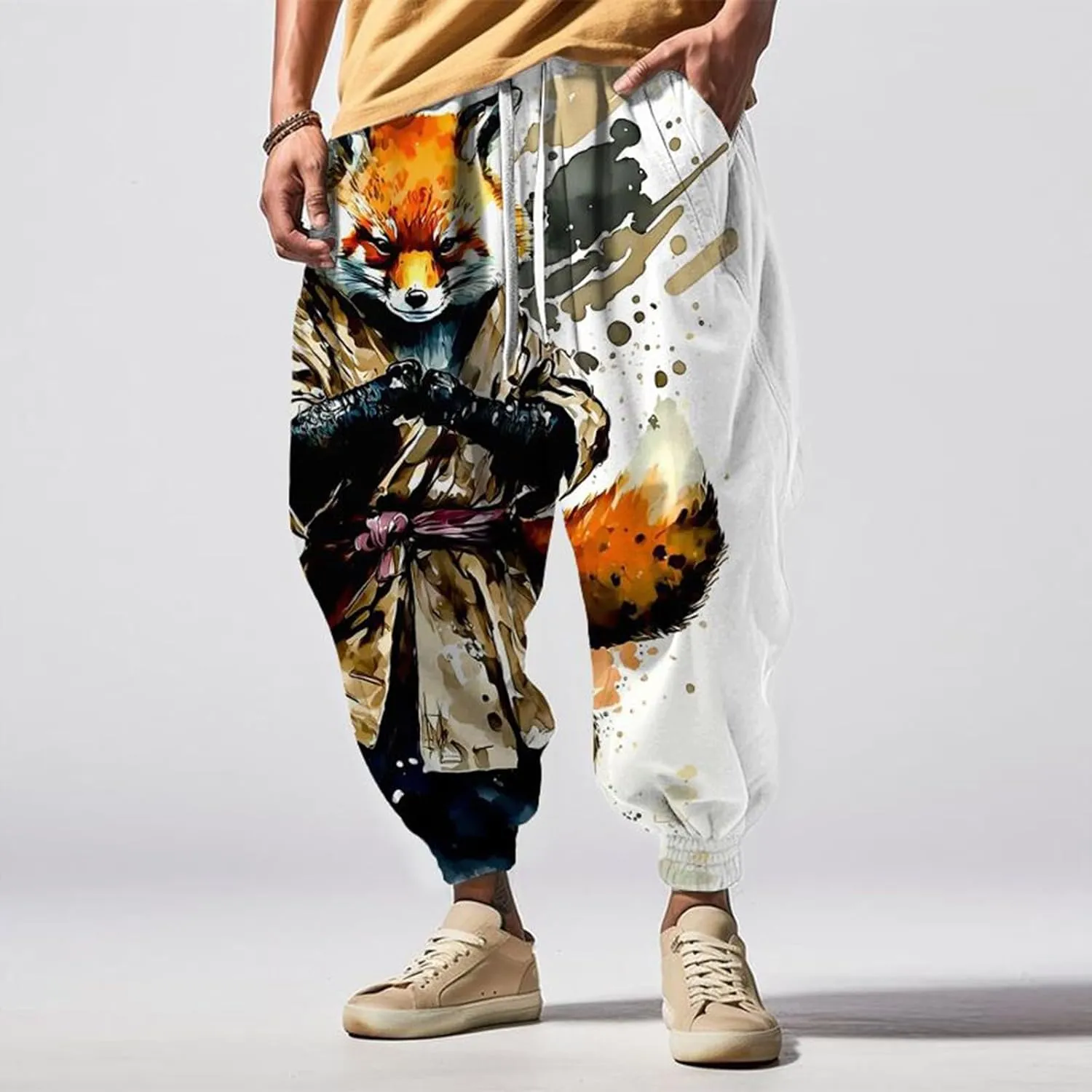 Casual Baggy Cotton Drawstring Tapered Sweatpants Sweatpants Mens Sweatpants with Pockets Black Harem Pants