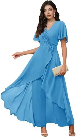 Chiffon Mother of The Bride Pant Suits for Wedding Guest Dresses Formal Outfit Womens Jumpsuit