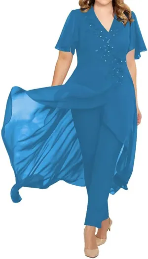Chiffon Mother of The Bride Pant Suits for Wedding Guest Dresses Formal Outfit Womens Jumpsuit