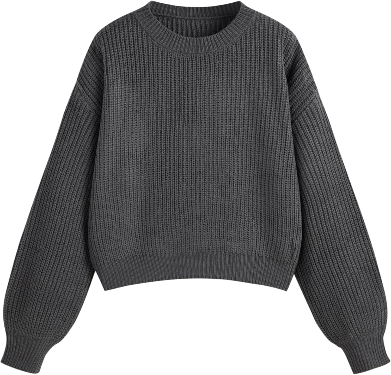 CIDER Womens Cropped Striped Sweater Long Sleeve Crew Neck Trendy Pullover Tops