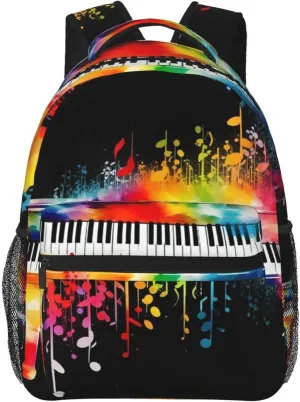 Colorful Piano Keyboard Music Note Backpack Lightweight Laptop Backpack Travel Rucksack for Men Women Canvas Daypack