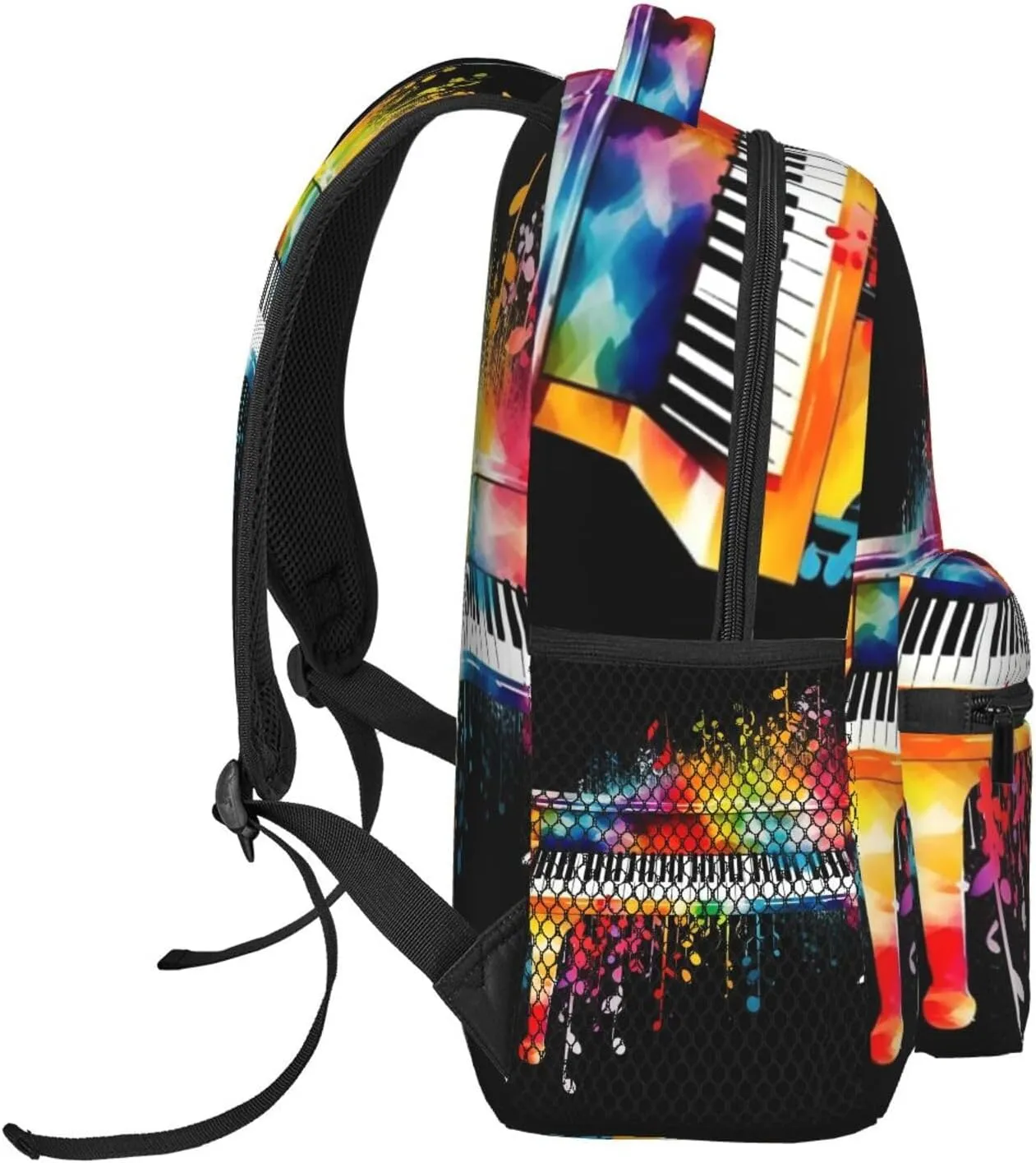 Colorful Piano Keyboard Music Note Backpack Lightweight Laptop Backpack Travel Rucksack for Men Women Canvas Daypack