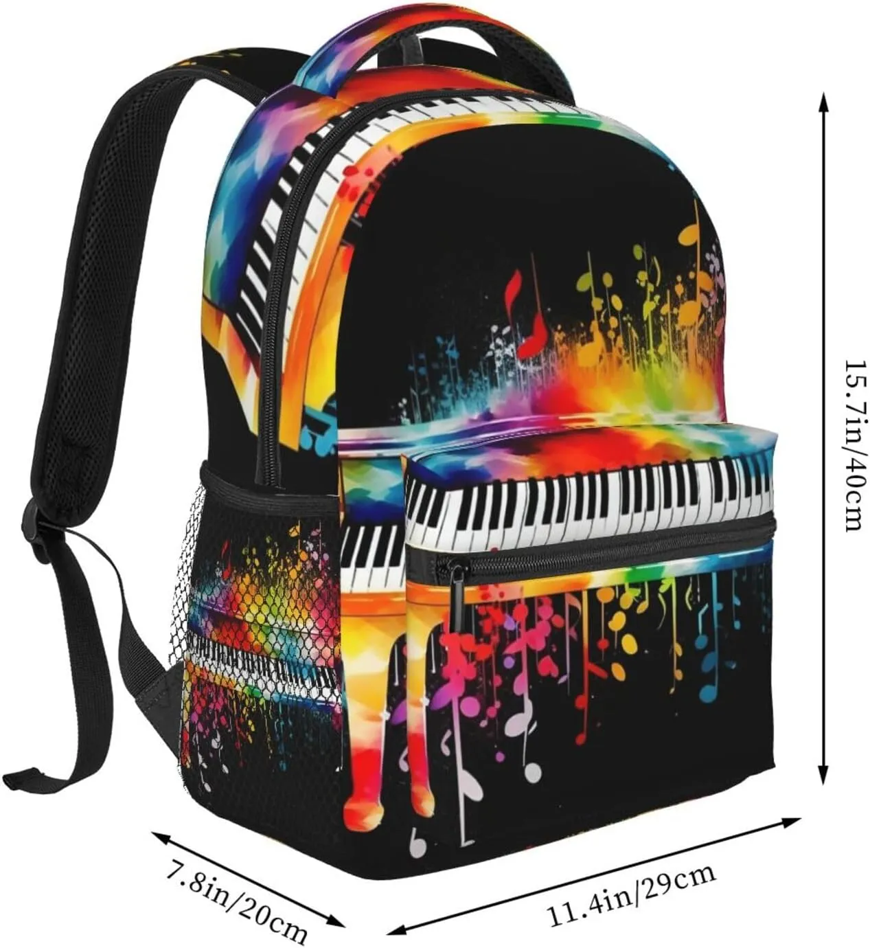 Colorful Piano Keyboard Music Note Backpack Lightweight Laptop Backpack Travel Rucksack for Men Women Canvas Daypack