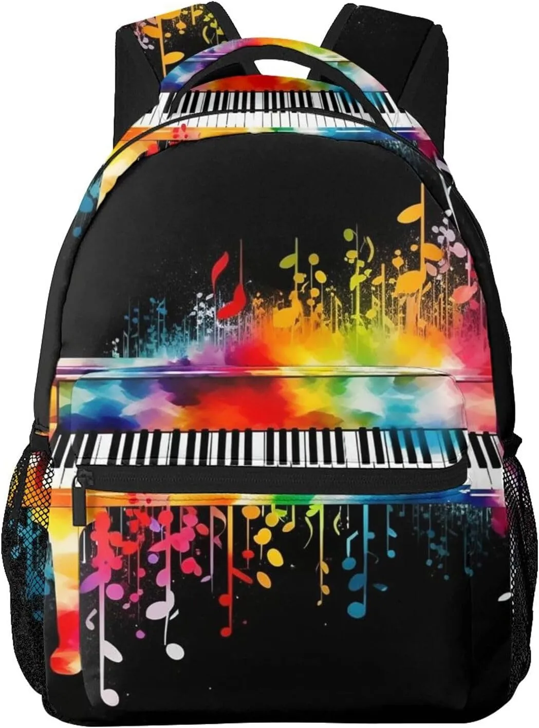 Colorful Piano Keyboard Music Note Backpack Lightweight Laptop Backpack Travel Rucksack for Men Women Canvas Daypack