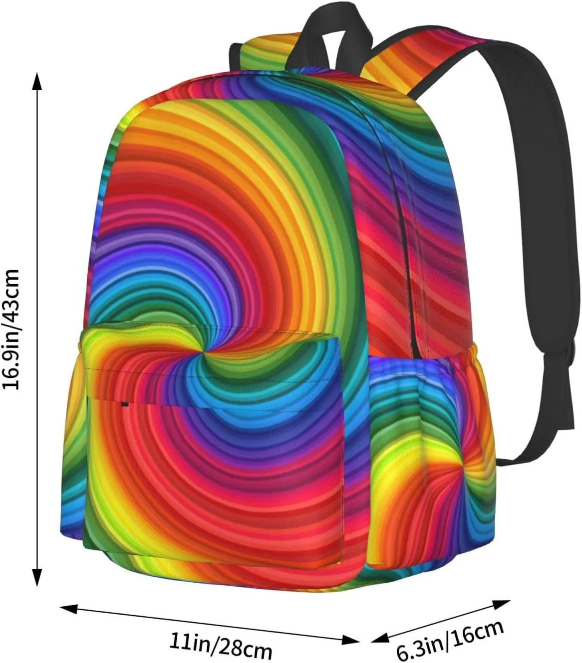 Colorful Rainbow Swirl Backpack Casual Laptop Backpack Large Capacity Double Shoulder Bag Travel Daypack For Women Men