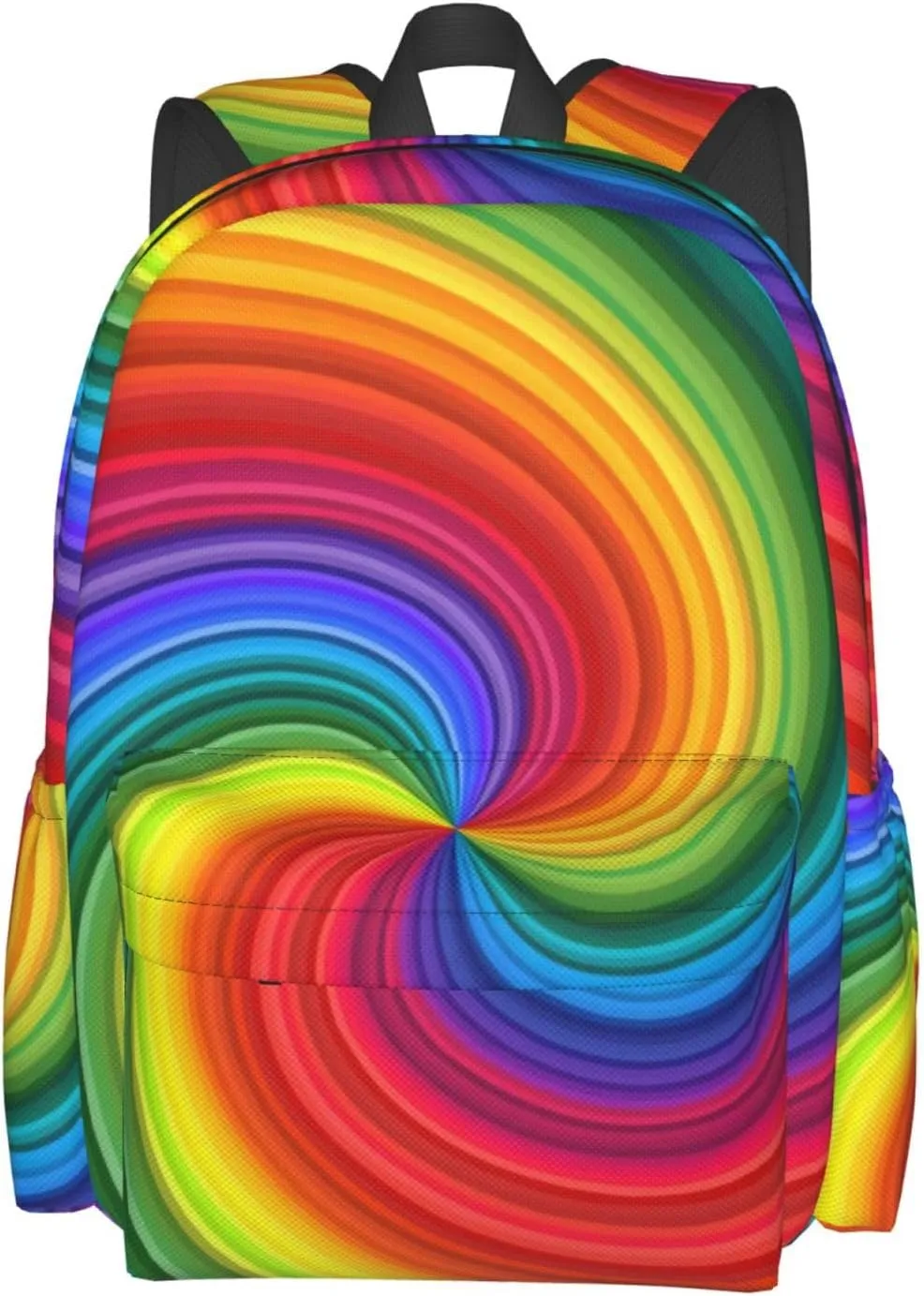 Colorful Rainbow Swirl Backpack Casual Laptop Backpack Large Capacity Double Shoulder Bag Travel Daypack For Women Men