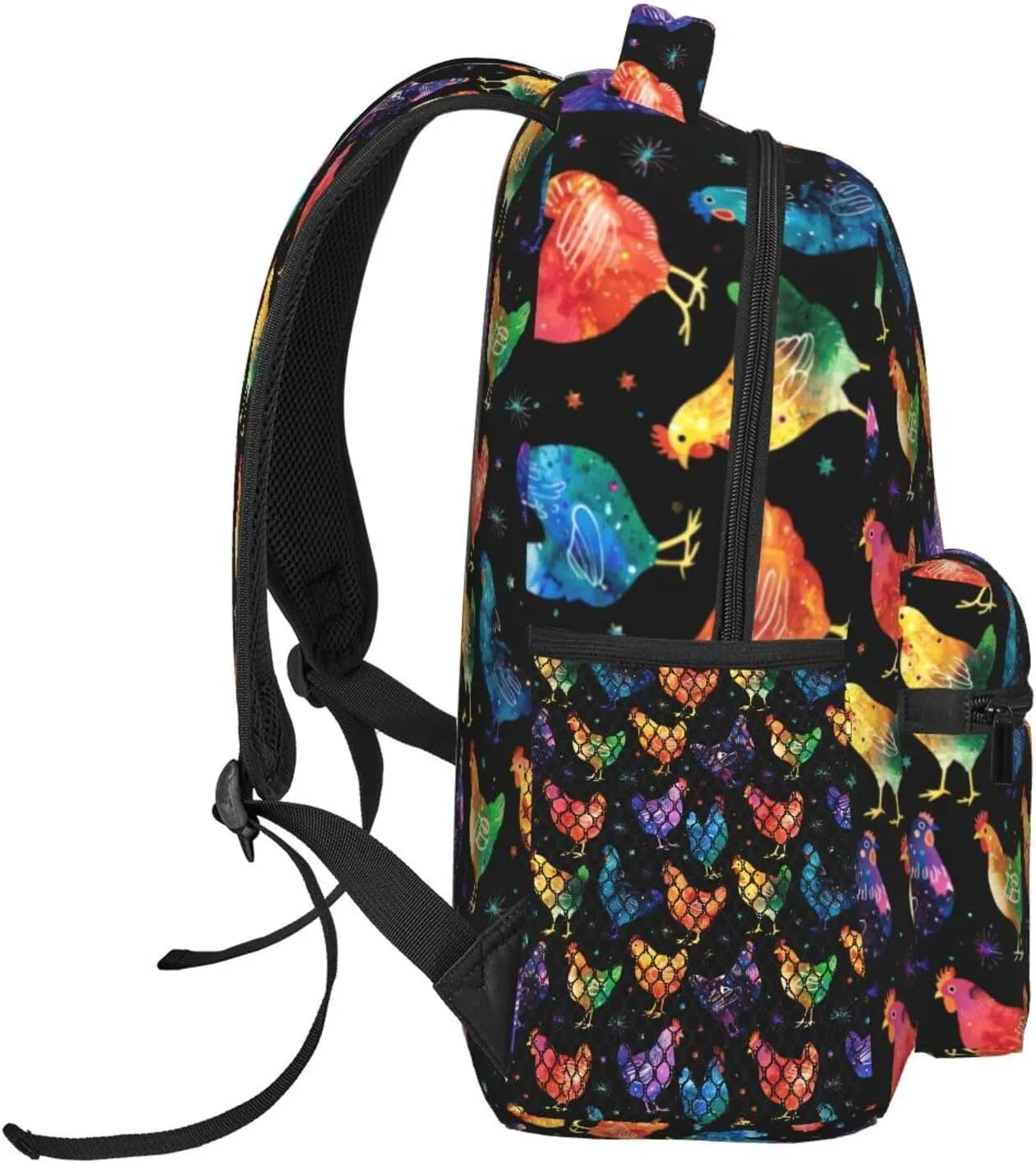 Colorful Rooster Chickens Backpack Lightweight Laptop Backpack Casual Daypack Travel Double Shoulder Bag For Women Men