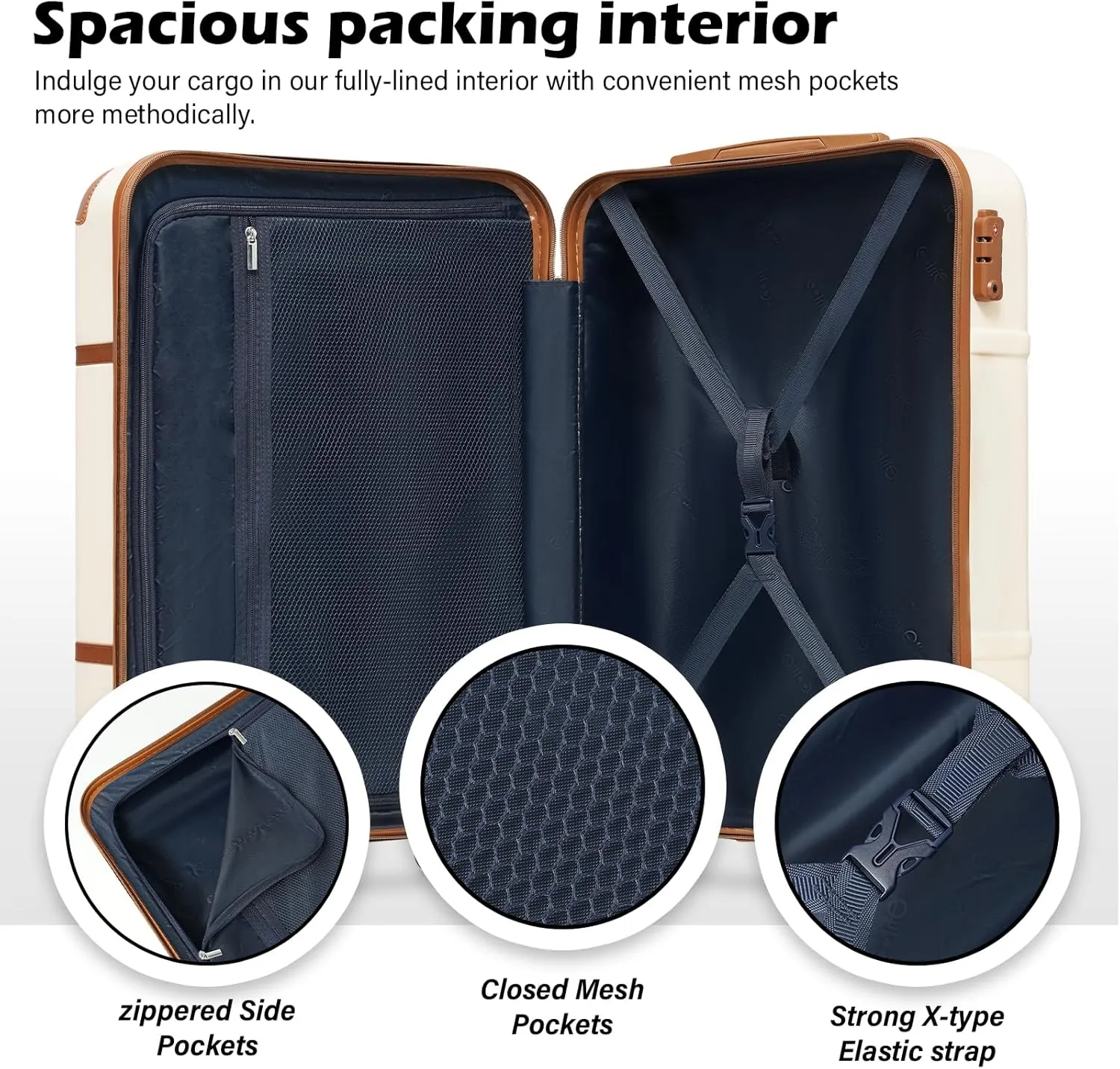 Coolife Luggage Set 3 Piece Suitcase Set Carry On Luggage PC Hardside Luggage TSA Lock Spinner Wheels Telescopic Handle