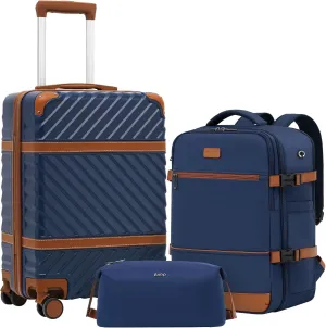 Coolife Luggage Set Suitcase Carry On Luggage PC Hardshell Luggage TSA Lock Spinner Wheels Telescopic Handle