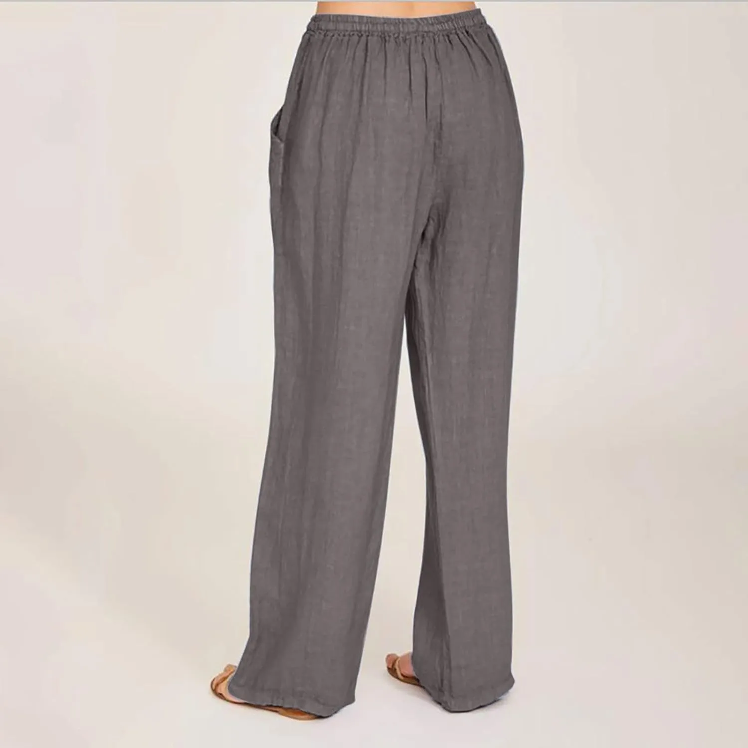Cotton Linen Pants for Women 2024 Summer Comfy Loose Drawstring High Waist Pants Lightweight Vacation Beach Trousers