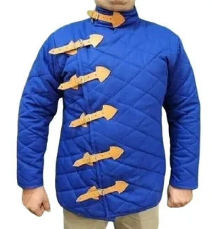 cotton padded gambeson Full sleeve blue color cotton padded jacket Cotton padded aketon coat Blue color new (XL, BLUE)