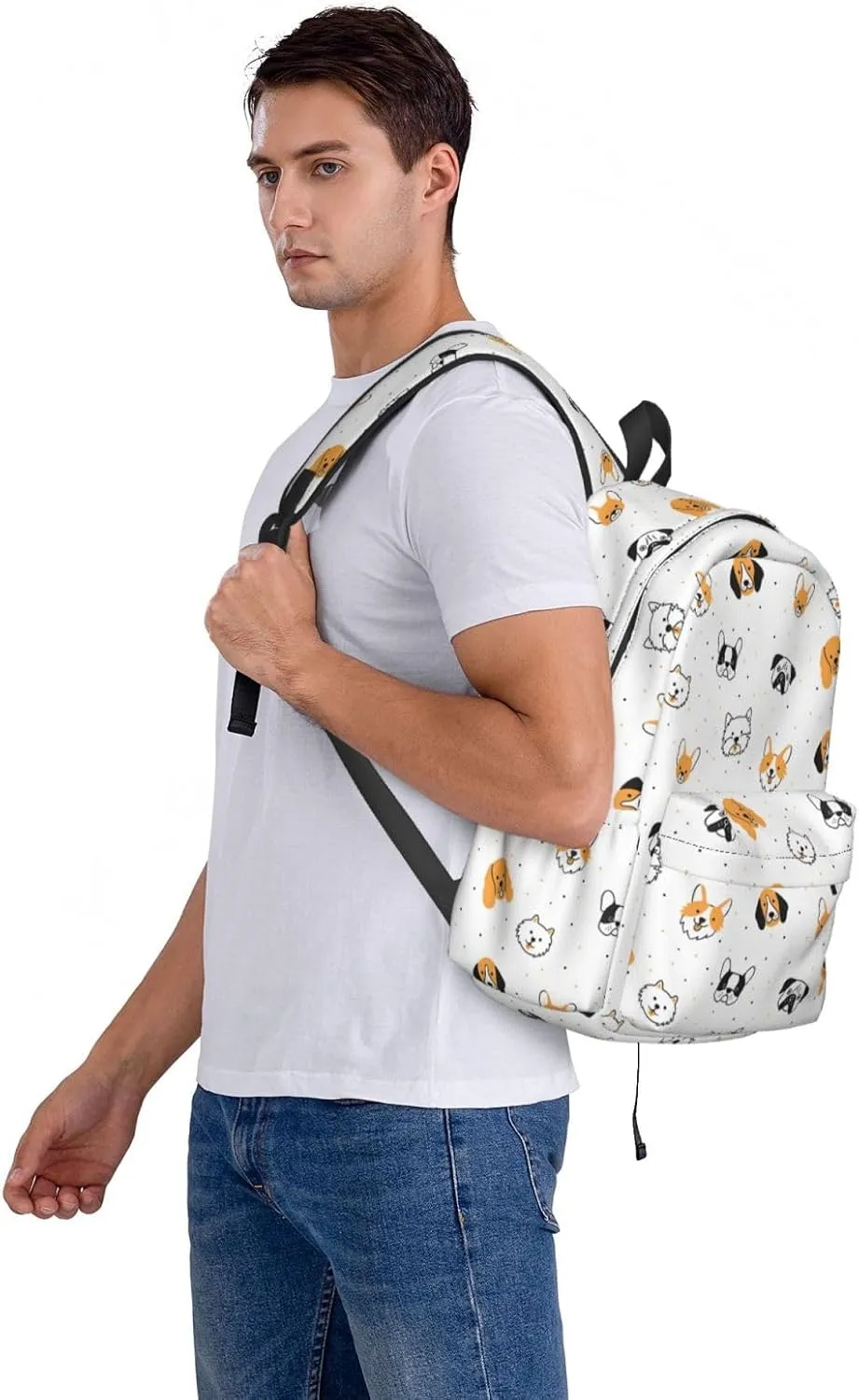 Cute Cartoon Dog Large Capacity Backpack Casual Double Shoulder Bag Laptop Backpack Travel Daypack For Women Men