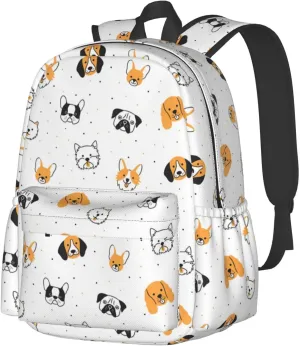 Cute Cartoon Dog Large Capacity Backpack Casual Double Shoulder Bag Laptop Backpack Travel Daypack For Women Men