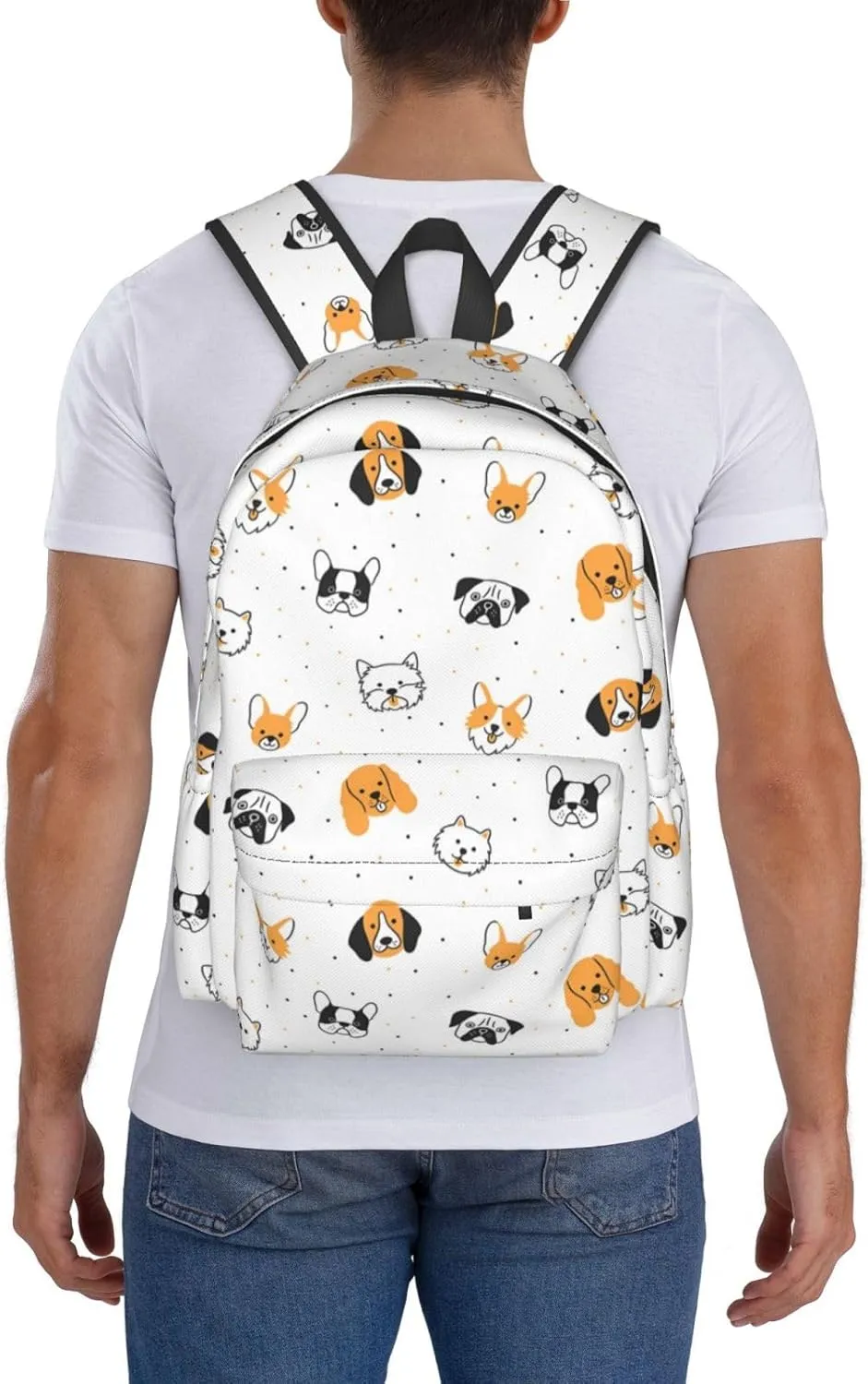 Cute Cartoon Dog Large Capacity Backpack Casual Double Shoulder Bag Laptop Backpack Travel Daypack For Women Men