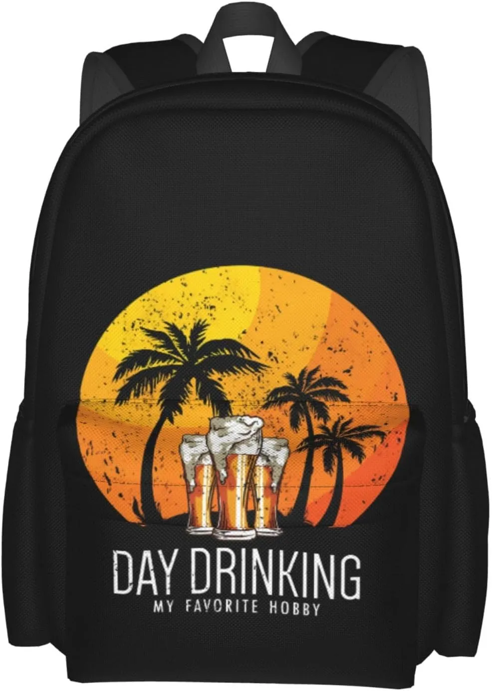 Day Drinkings My Favorite Hobby Sunset Palm Trees Backpack Casual Laptop Backpack Large Capacity Double Shoulder Bag Travel Daypack For Women Men