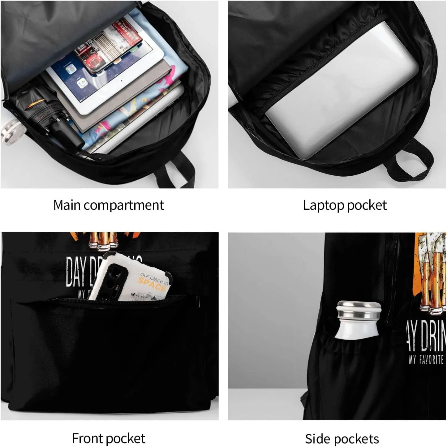 Day Drinkings My Favorite Hobby Sunset Palm Trees Backpack Casual Laptop Backpack Large Capacity Double Shoulder Bag Travel Daypack For Women Men
