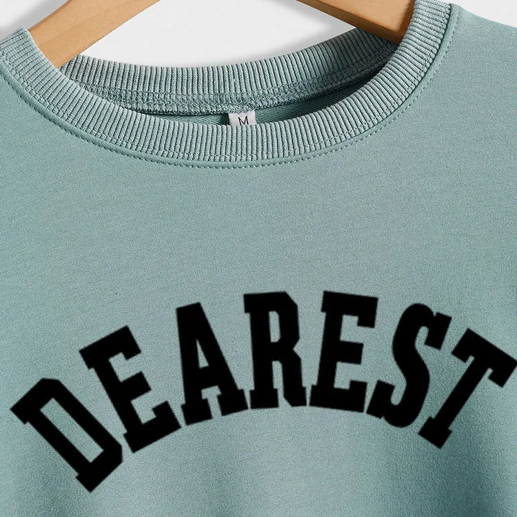 DEAREST Letters Long Sleeve Round Neck Sweater for Women