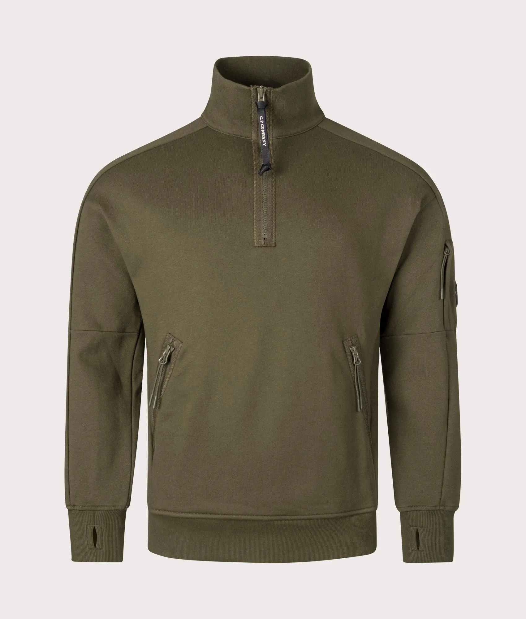 Diagonal Raised Fleece Quarter Zip Sweatshirt
