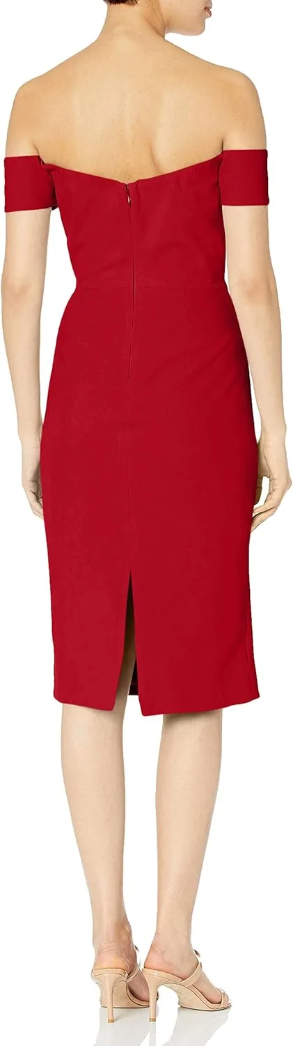 Dress the Population Women's Bailey Off The Shoulder Sweetheart Bodycon Midi Sheath Dress