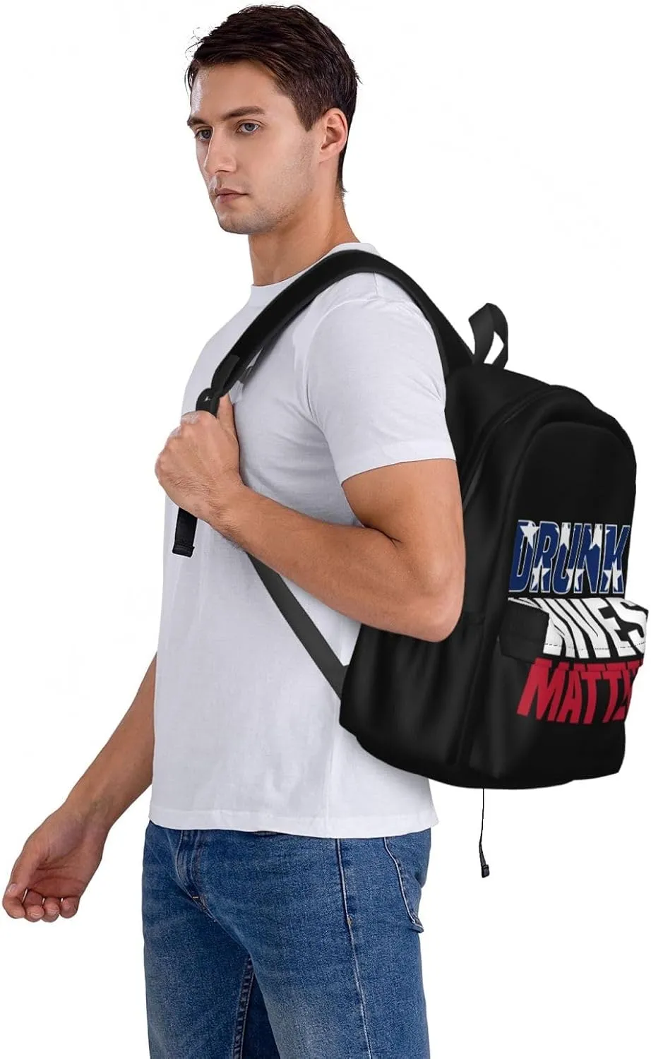 Drunk Wives Matter Backpack Casual Laptop Backpack Large Capacity Double Shoulder Bag Travel Daypack For Women Men