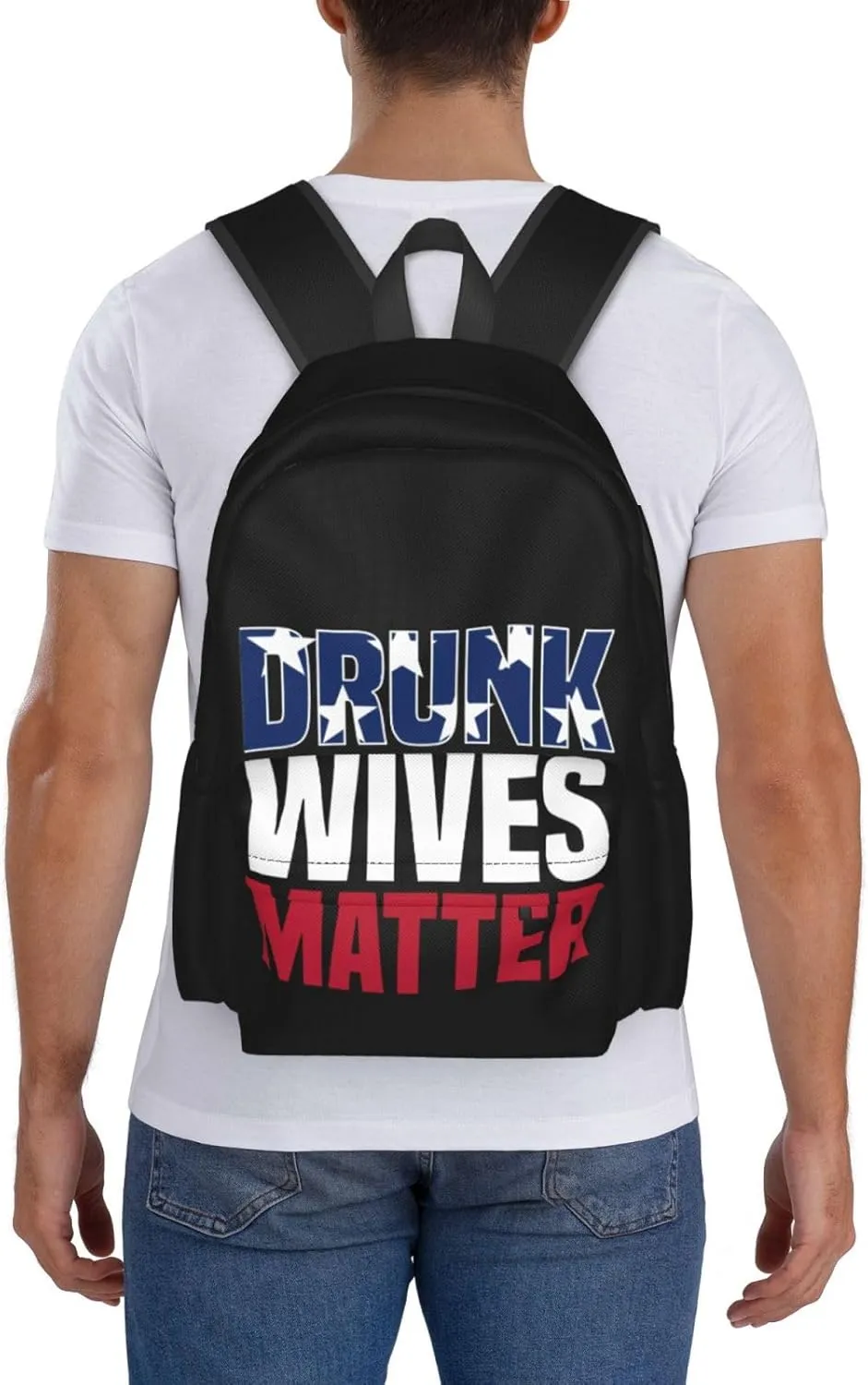 Drunk Wives Matter Backpack Casual Laptop Backpack Large Capacity Double Shoulder Bag Travel Daypack For Women Men