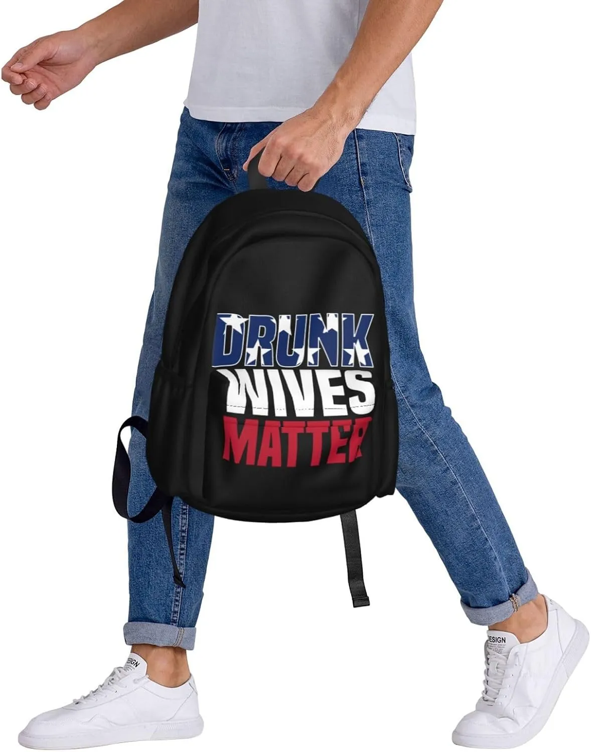 Drunk Wives Matter Backpack Casual Laptop Backpack Large Capacity Double Shoulder Bag Travel Daypack For Women Men