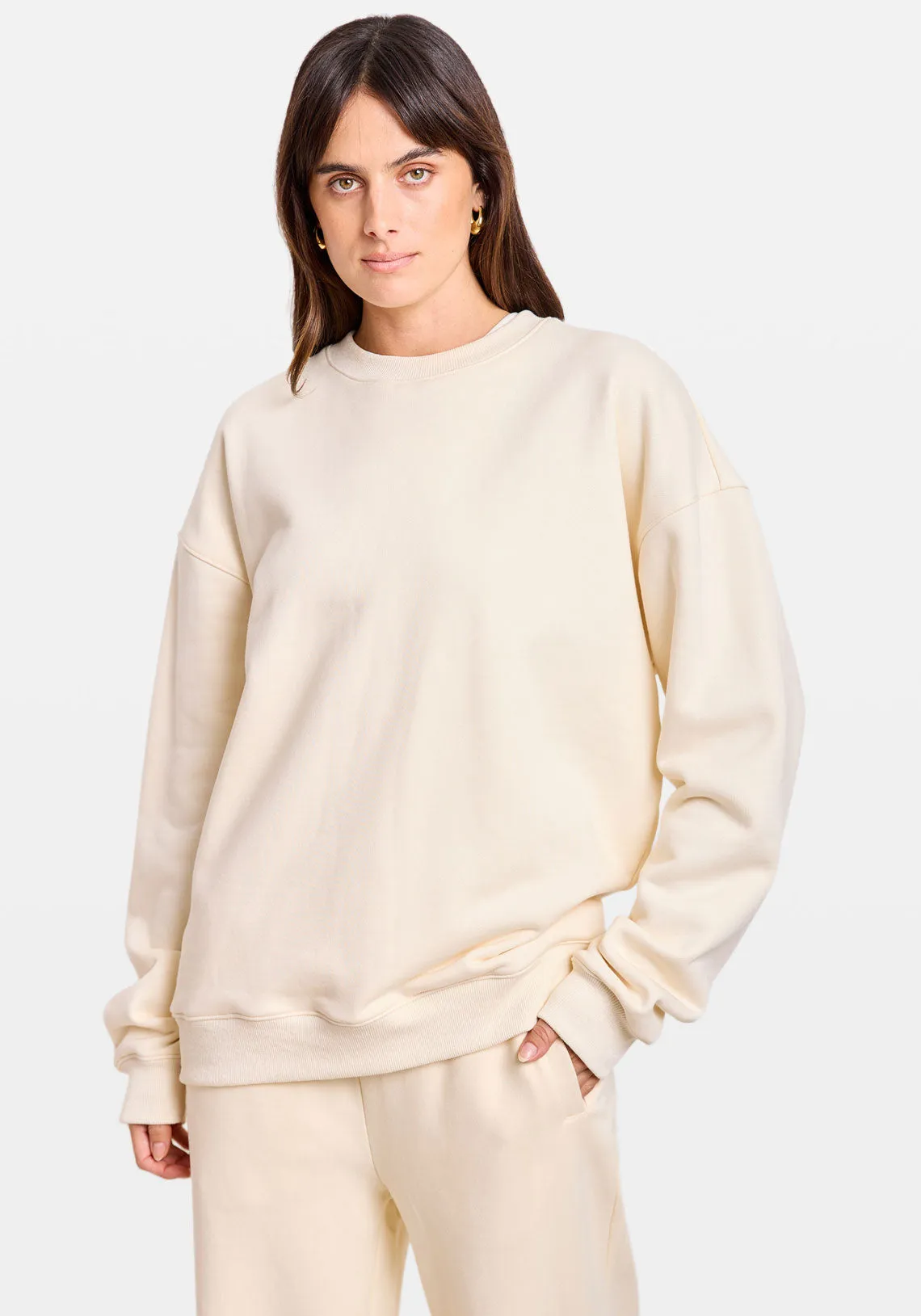 EMBROIDERED CREW SWEATSHIRT IVORY