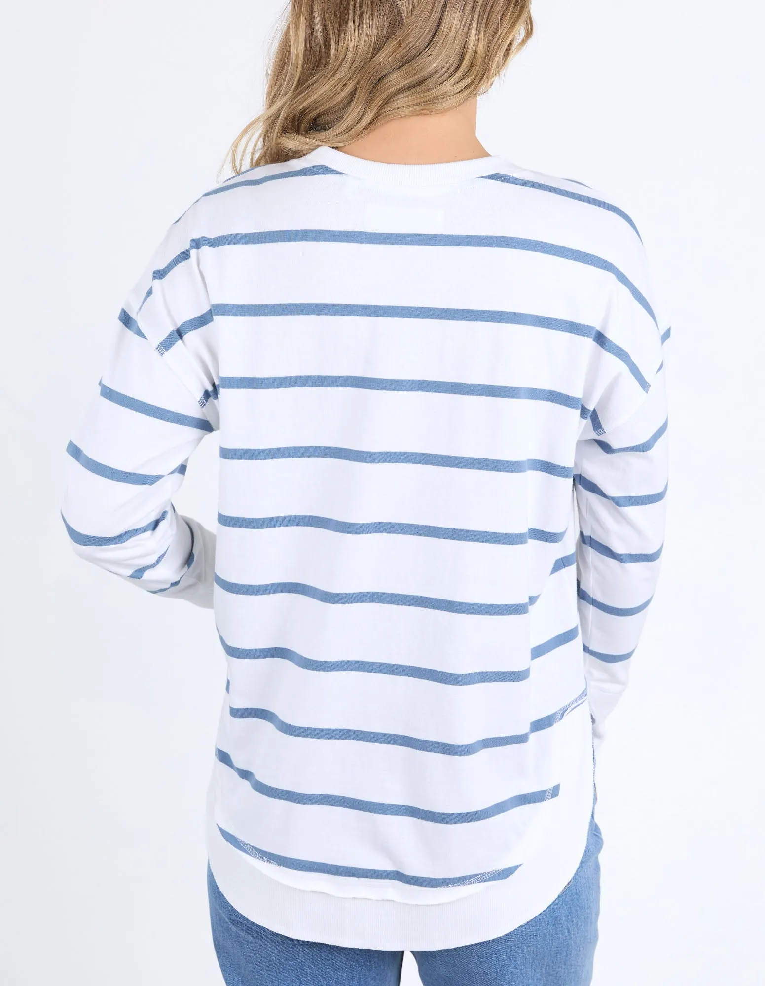Farrah Stripe Long Sleeve - White/Cornet Blue Stripe