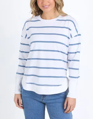 Farrah Stripe Long Sleeve - White/Cornet Blue Stripe